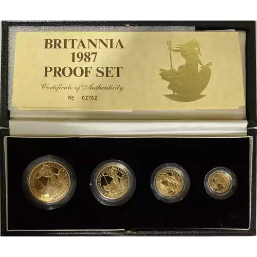 1987 British Gold Britannia Four Coin Set - 1, 1/2, 1/4, 1/10oz